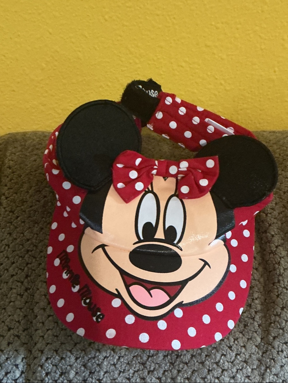 Disney Minnie Mouse Red and White Polka Dot Visor with Ears kids womens